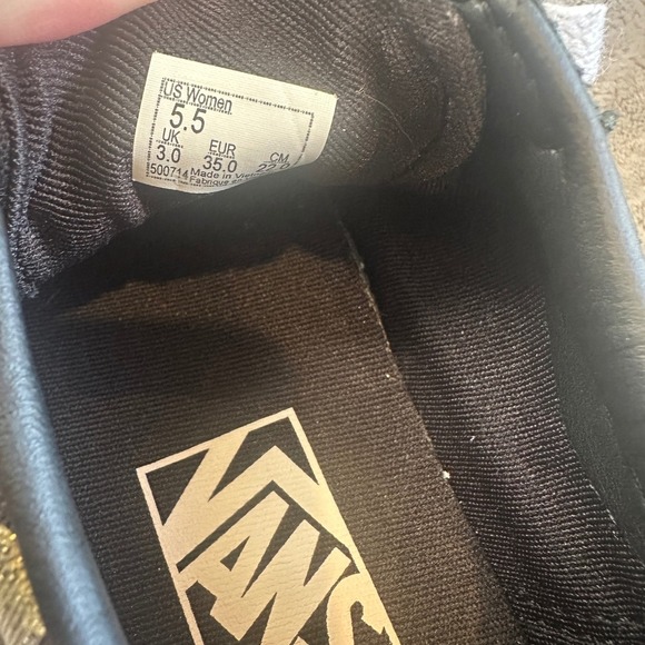 Vans Old Skool Checkerboard Iridescent Black Suede Sneakers Women's 5.5 - Picture 6 of 7